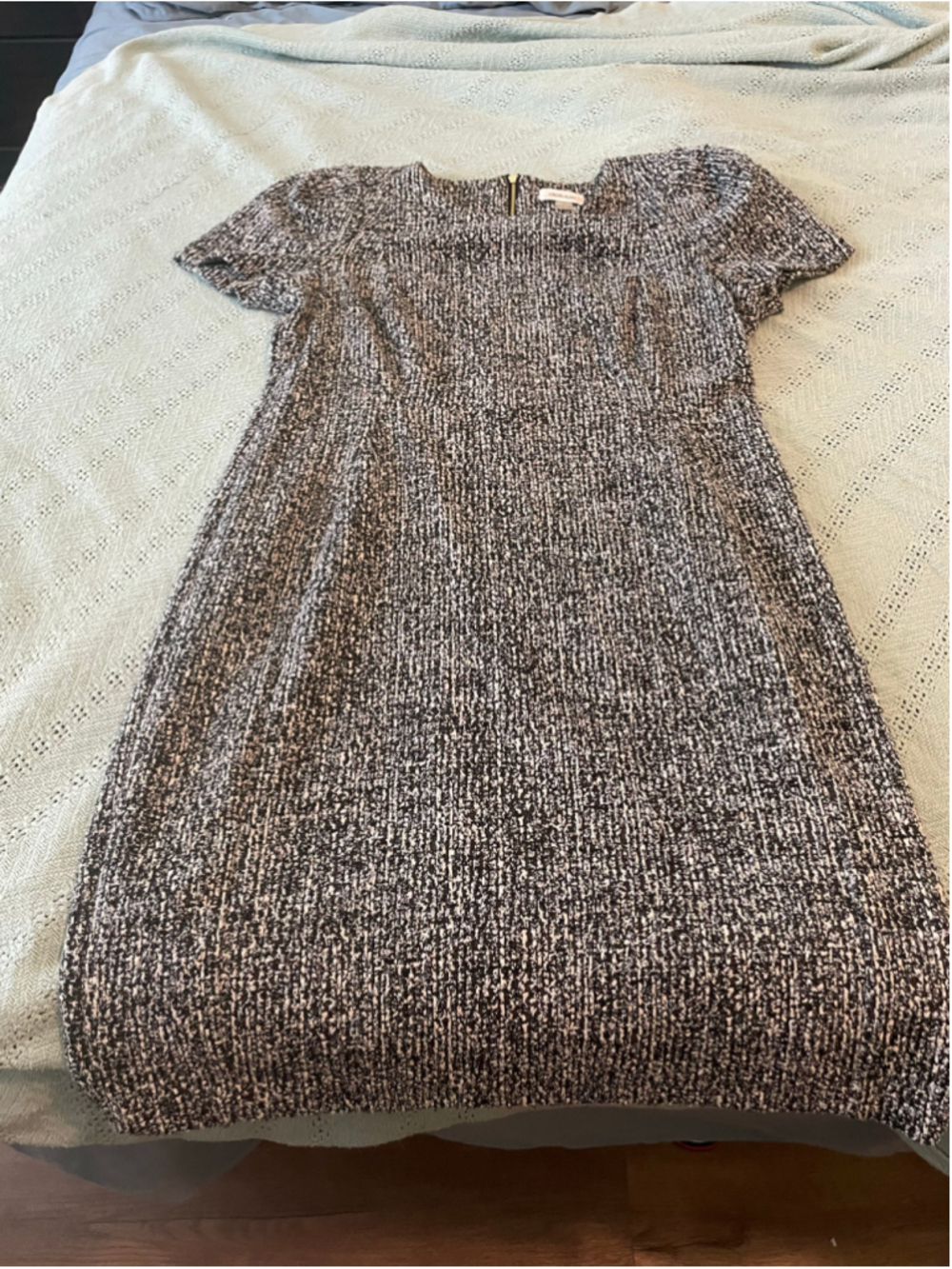 Women's Calvin Klein Black and White Tweed Sheath Dress Size 16